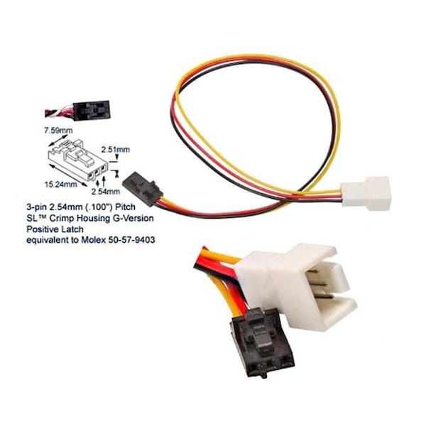 Works Works 22-100-26 Fan 3-Pin To Dell Proprietary 3-Pin Cable Adapter; 7 in. Long 22-100-26 - main